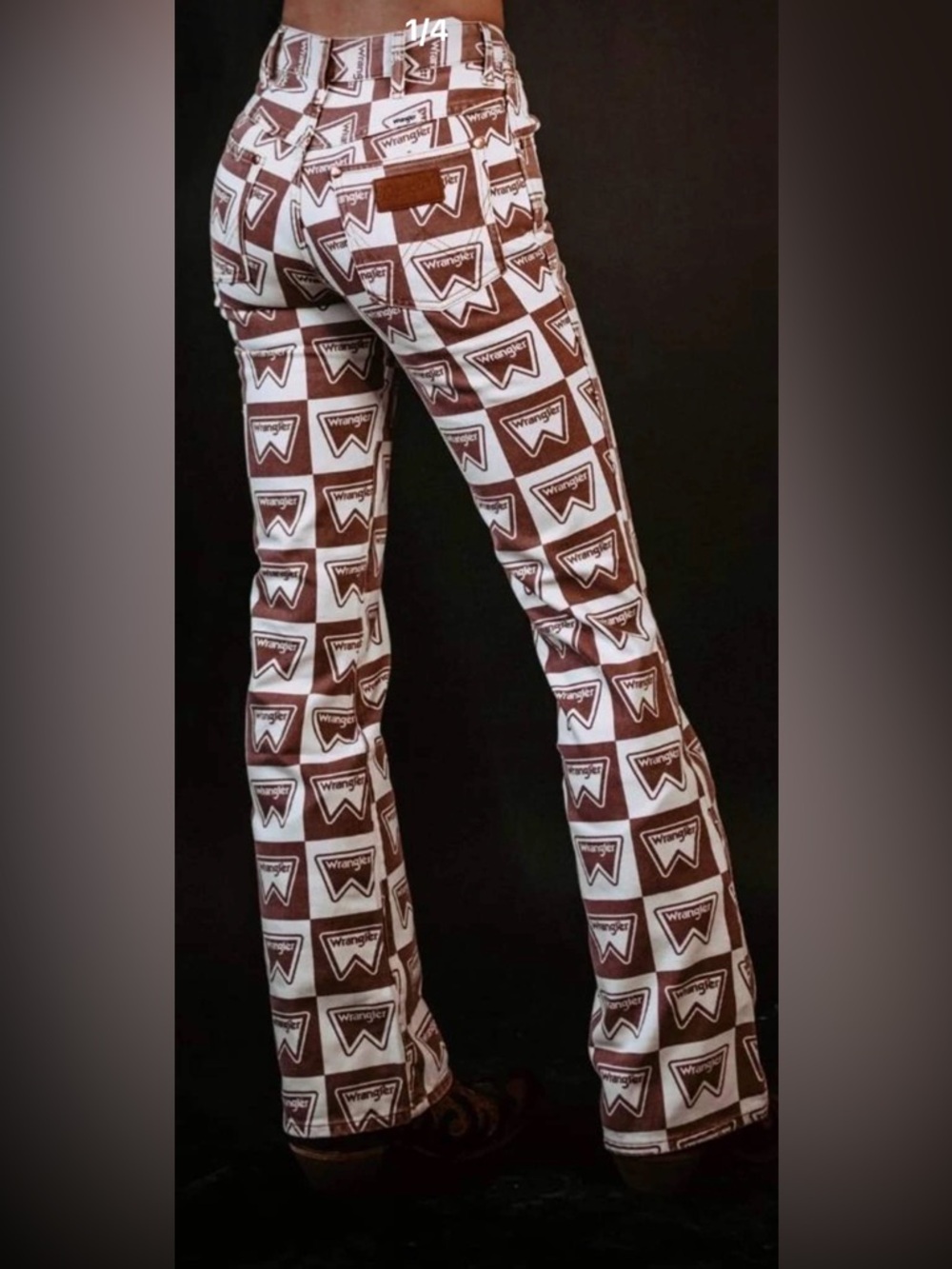Wrangler Brown and Cream Logo-Print Straight Jeans